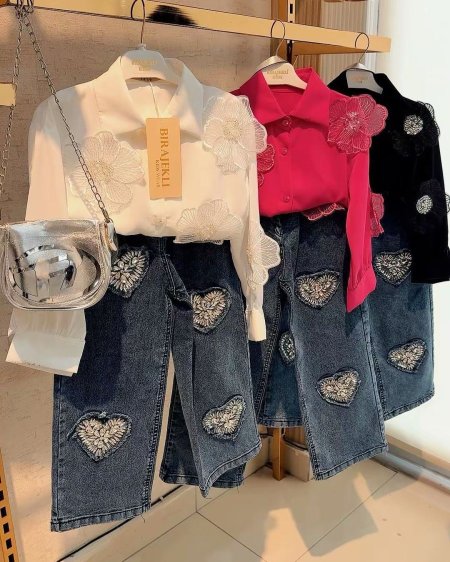 طقم بناتي بنطلون مع قميص